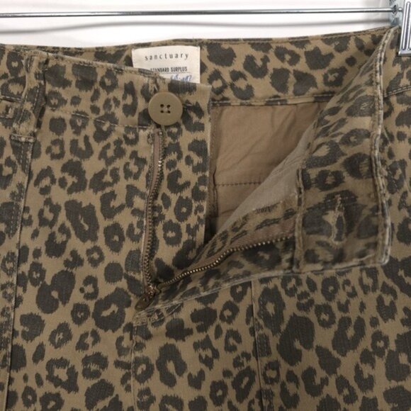 Sanctuary Pant Women 27 Leopard Print Standard Surplus Side Tuxedo Stripe Skinny - Picture 9 of 13